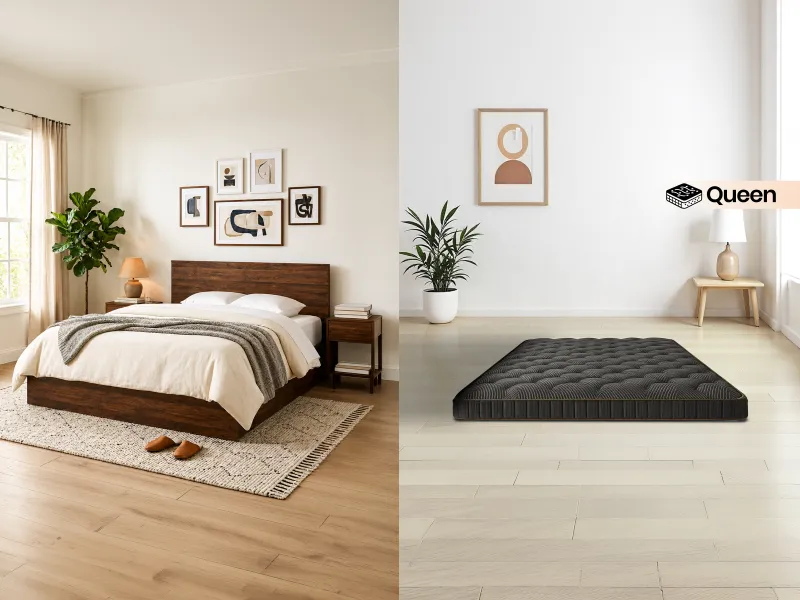 Rio Engineered Wood Queen Bed With Premium Foam Mattress Queen Size (78 x 60 x 4 inches)